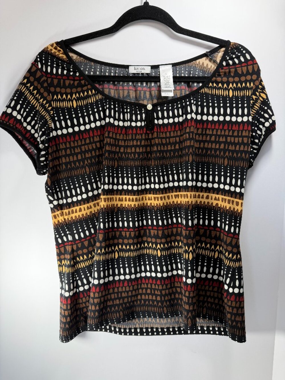 Liz & Co Petite Geometric Print Top